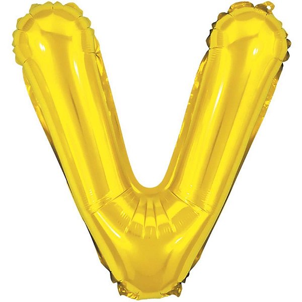 Balao metalizado letra v dourado 40cm - make+ (unidade)