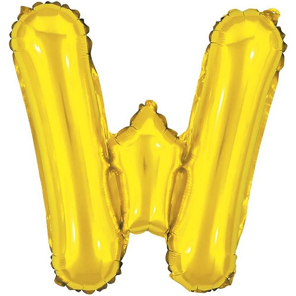 Balao metalizado letra w dourado 40cm - make+ (unidade)