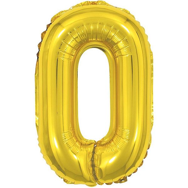 Balao metalizado numero 0 dourado 40cm. - make+ (unidade)