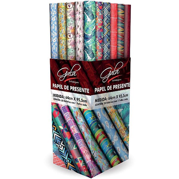 Papel presente 64x95,5cm casual brilho c/1f - gala embalagens (dp.c/50)