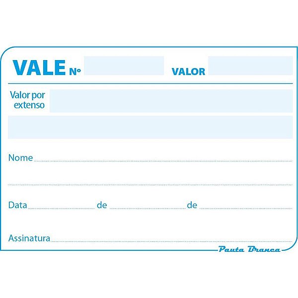 Impresso vale 50fls s/canhoto 104x77mm - pauta branca (pct.c/20)