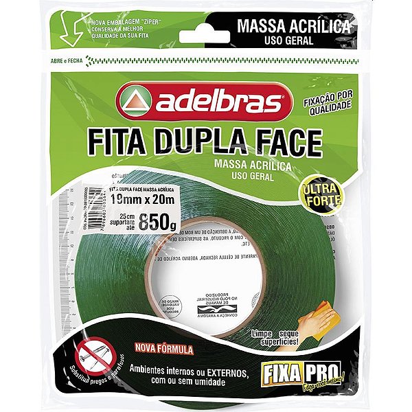Fita dupla face fixa pro massa acrilic 19mmx20 - adelbras (unidade)