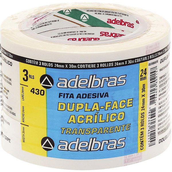 Fita dupla face polipropileno 24mmx30mts. - adelbras (pct.c/03)