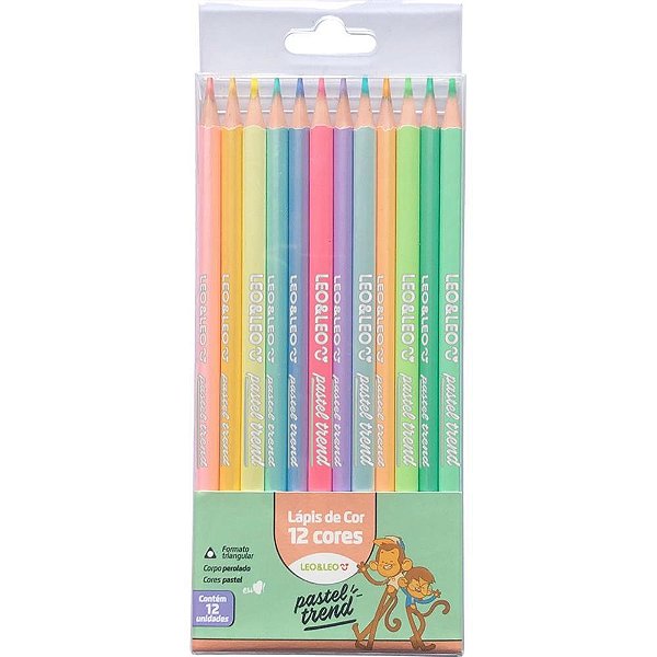 Lapis de cor triangular leo e leo 12cores pastel trend - leonora (pct.c/06)