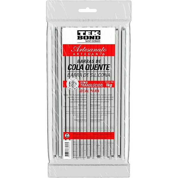 Cola quente refil fina 1 kg. translucida - tekbond (pacote)