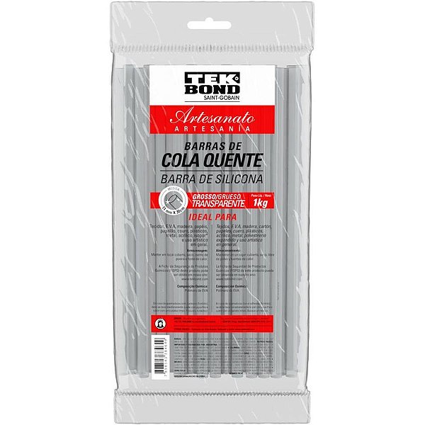 Cola quente refil grossa 1kg.transparente - tekbond (pacote)
