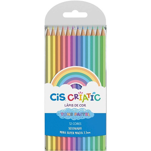 Lapis de cor sextavado cis criatic tons pastel 12 cor - sertic (estojo)
