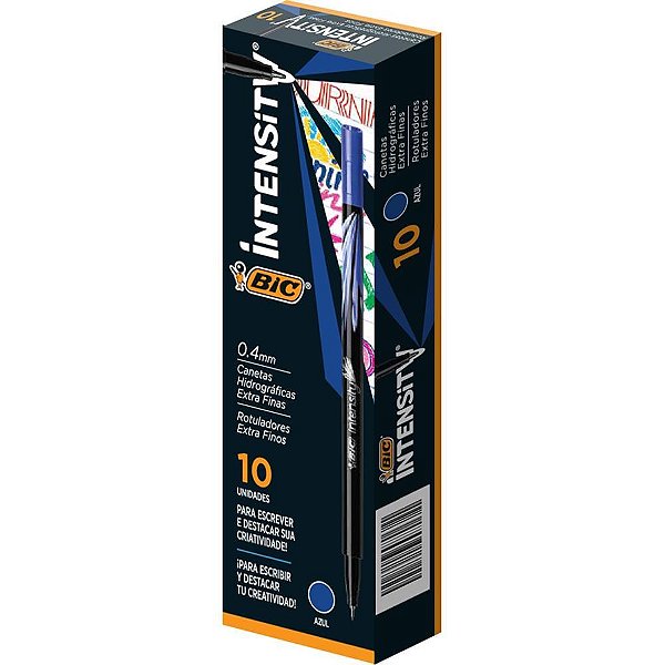 Caneta com ponta porosa intensity 0.4mm azul - bic (cx.c/10)