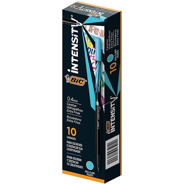 Caneta com ponta porosa intensity 0.4mm azul claro - bic (cx.c/10)