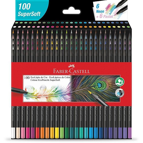 Lapis de cor redondo supersoft 100 cores - faber-castell (pct.c/02)