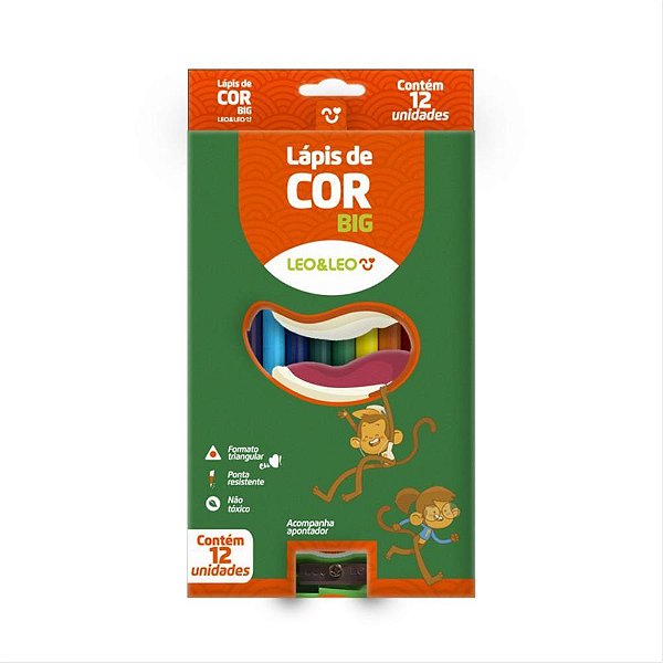 Lapis de cor jumbo leo e leo 12 cores triangular - leonora (pct.c/06)