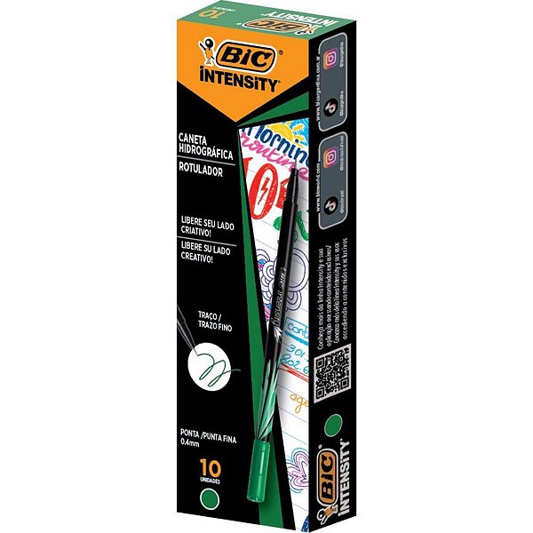 Caneta com ponta porosa intensity 0.4mm verde - bic (cx.c/10)