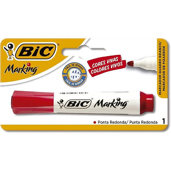 Pincel quadro branco marking recarregavel vermelho - bic (bl.c/01)