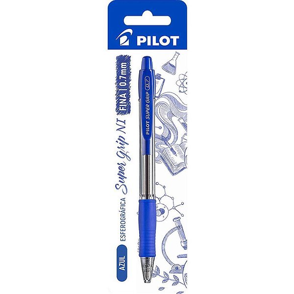 Caneta esferografica retratil bpgp-super grip-10r 0.7 azul - pilot (blister)