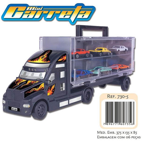Caminhao mini carreta c/6 veiculos - braskit (unidade)