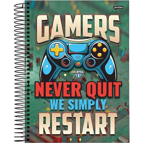 Caderno 01x1 capa dura player 1 80fls. - jandaia (pct.c/04)