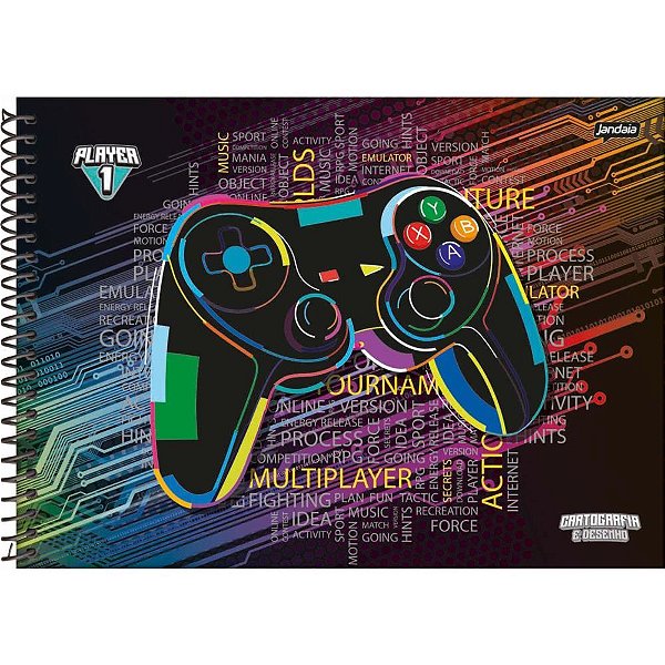 Caderno desenho univ capa dura player 1 80fls. - jandaia (pct.c/04)