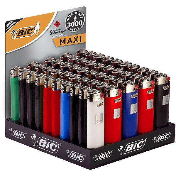 Isqueiro descartavel bic maxi bandeja c/50 unid. - bic (bandeja)