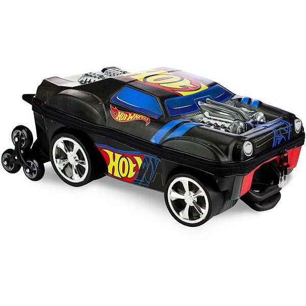 Mochila infantil com rodinha hotwheels night shifter preto - maxtoy (unidade)