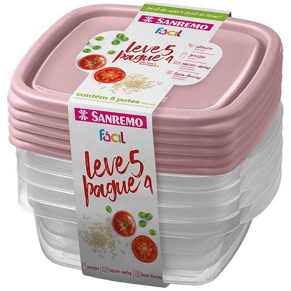 Pote plastico conj. l5p4 pote facil 530ml(s) - sanremo (kit)