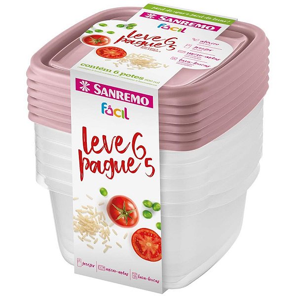 Pote plastico conj. l6p5 pote facil 800ml(s) - sanremo (kit)
