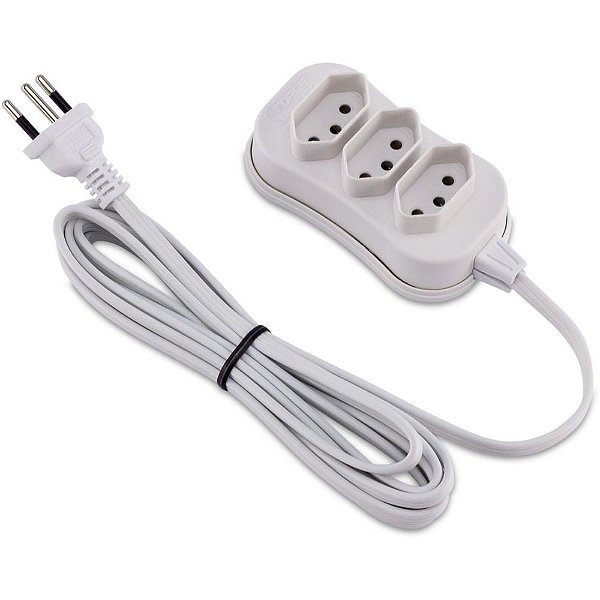 Extensao eletrica tripolar 1m 3 tomadas slim br - force line (unidade)