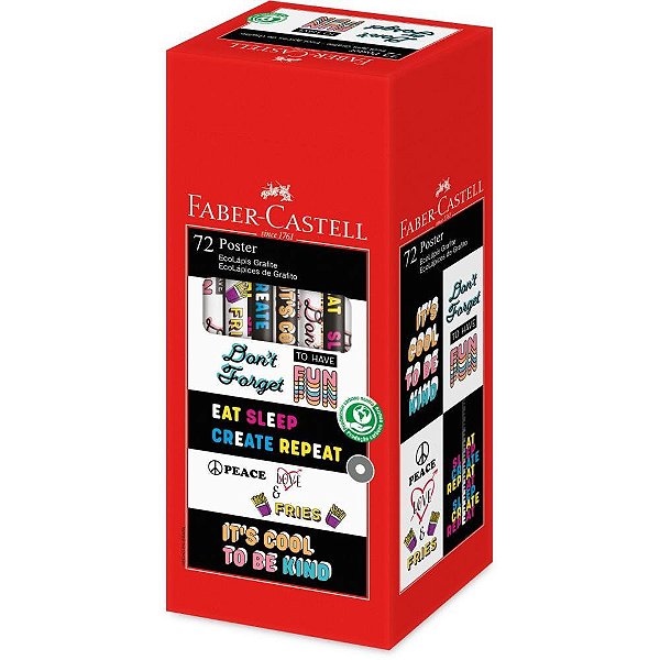 Lapis preto redondo decorado poster 4modelos - faber-castell (cx.c/72)