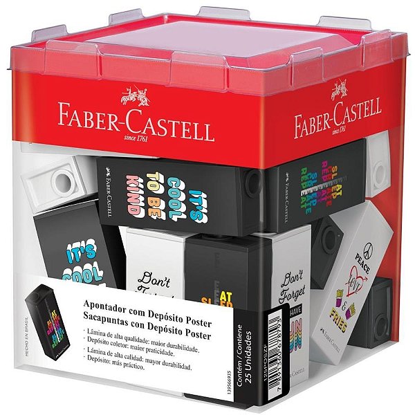 Apontador com deposito poster 4modelos - faber-castell (dp.c/25)