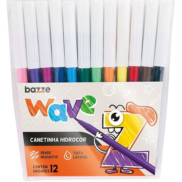 Caneta hidrografica bazze wave 12 cores - summit (pct.c/12)