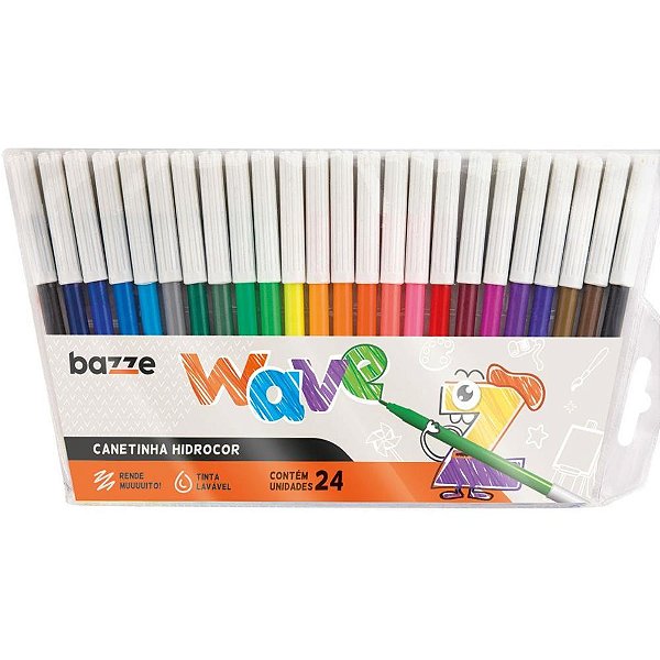 Caneta hidrografica bazze wave 24 cores - summit (pct.c/12)