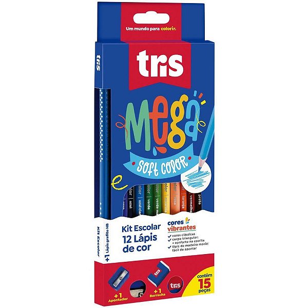 Lapis de cor triangular mega soft color 12cores c/kit - summit (pct.c/06)