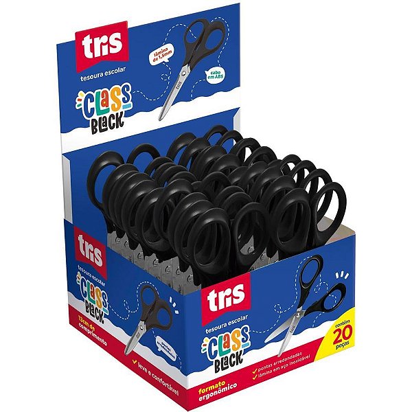 Tesoura escolar tris class black 13cm. - summit (cx.c/20)