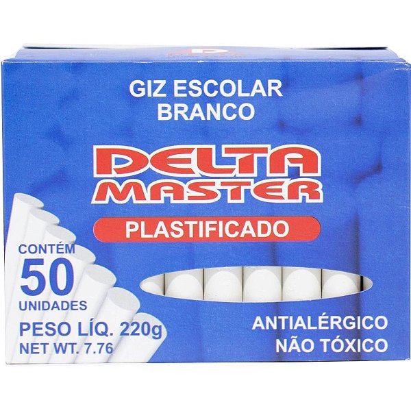 Giz escolar plastificado branco cx.c/50und. - delta (caixinha)