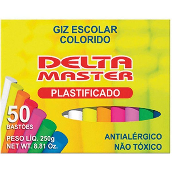 Giz escolar plastificado color cx.c/50und. - delta (caixinha)