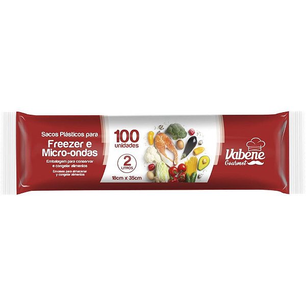 Saco plastico em bobina 18x35cm 2l p/freezer e micro - vabene (rl.c/100)