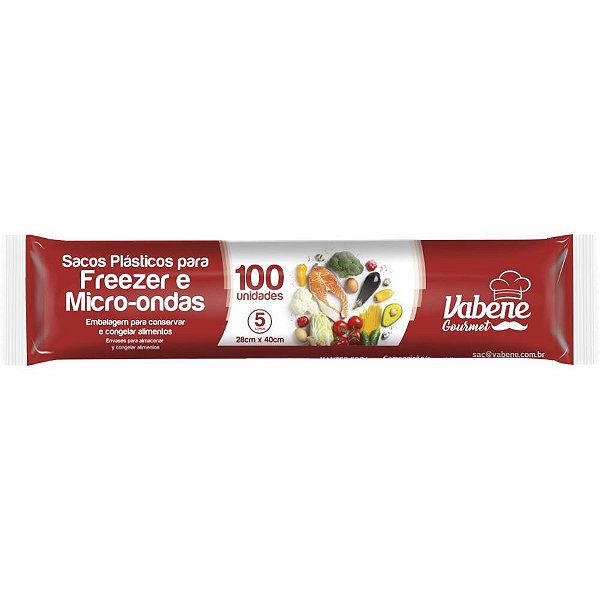 Saco plastico em bobina 28x40cm 5l p/freezer e micro - vabene (rl.c/100)