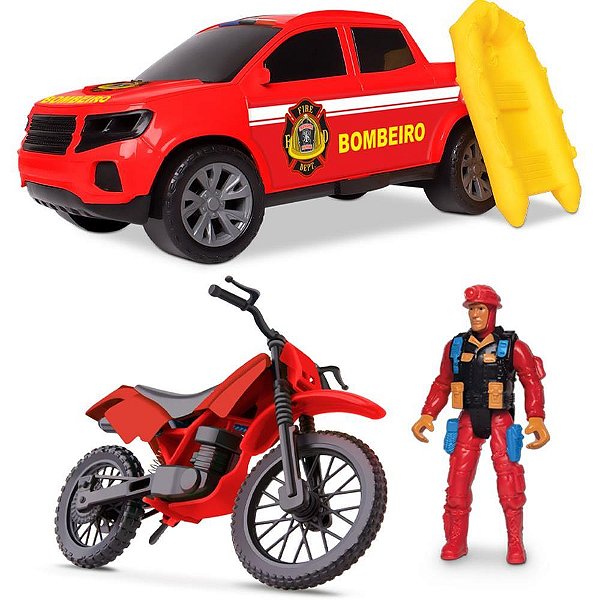 Carrinho bombeiro kit resgate - samba toys (unidade)