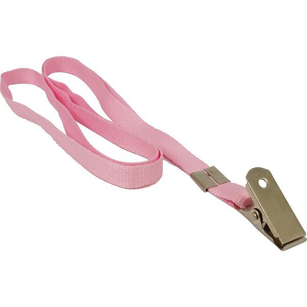 Cordao para cracha tecido rosa c/presilha jacare - mares (pct.c/10)