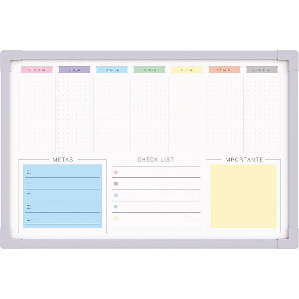 Quadro planner semanal dots soft lilas 60x40c - stalo (pct.c/02)