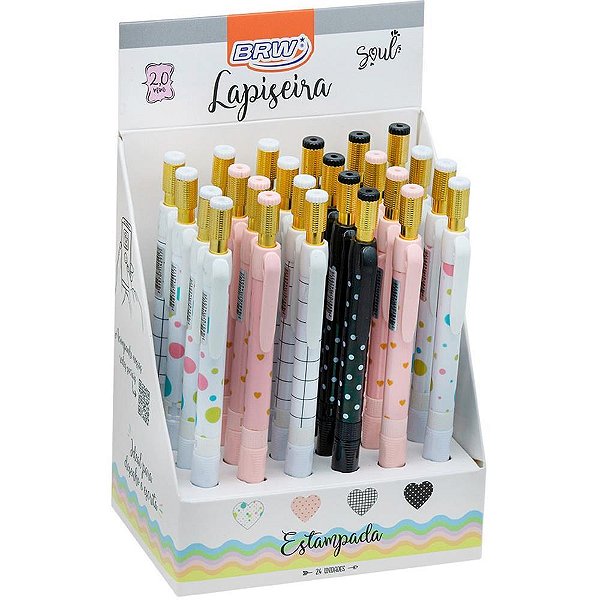 Lapiseira 2.0mm estampada plastica 4 modelos - brw (dp.c/24)