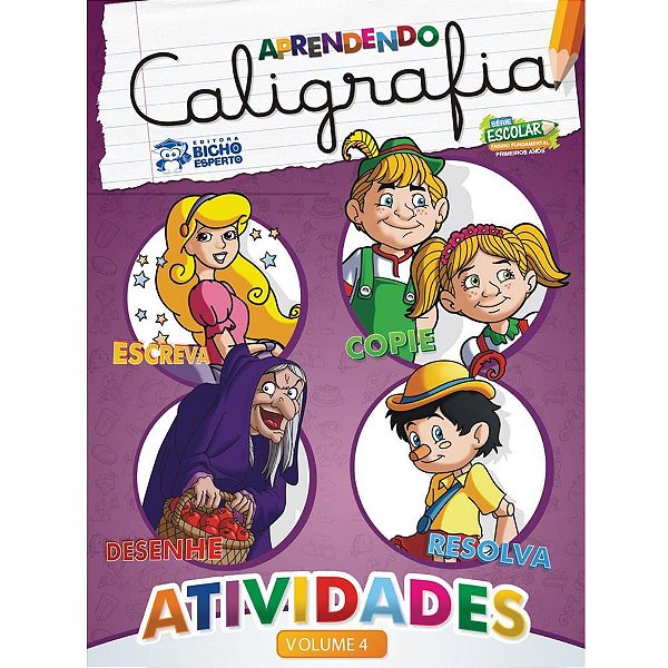 Livro caligrafia aprendendo caligrafia 4 titulo - bicho esperto (pct.c/04)