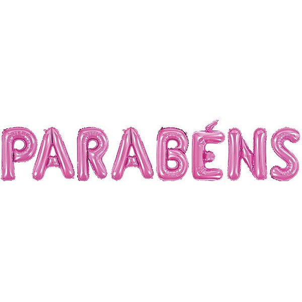 Balao metalizado decorado parabens pink 40cm. - make+ (unidade)