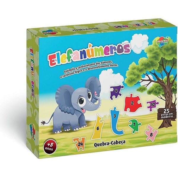 Quebra-cabeca madeira elefanumeros 25pcs - aquarela brinquedos (unidade)