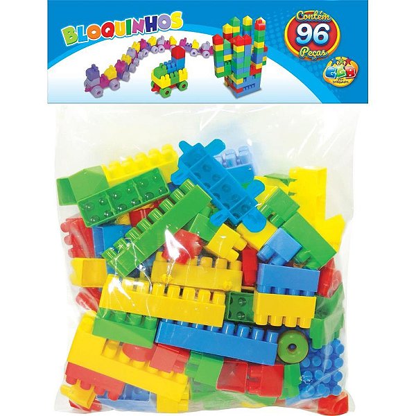 Brinquedo para montar bloquinhos 96 pecas - ggb plast (pacote)