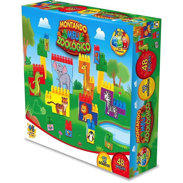 Brinquedo para montar montando meu zoologico 48pcs - ggb plast (unidade)