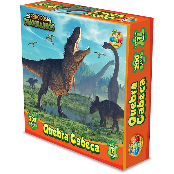 Quebra-cabeca cartonado dinossauros 200 pecas - ggb plast (unidade)