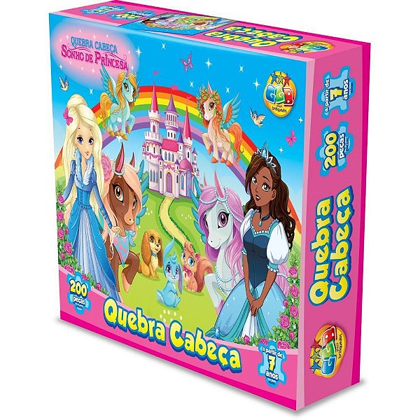 Quebra-cabeca cartonado sonho de princesa 200 pecas - ggb plast (unidade)