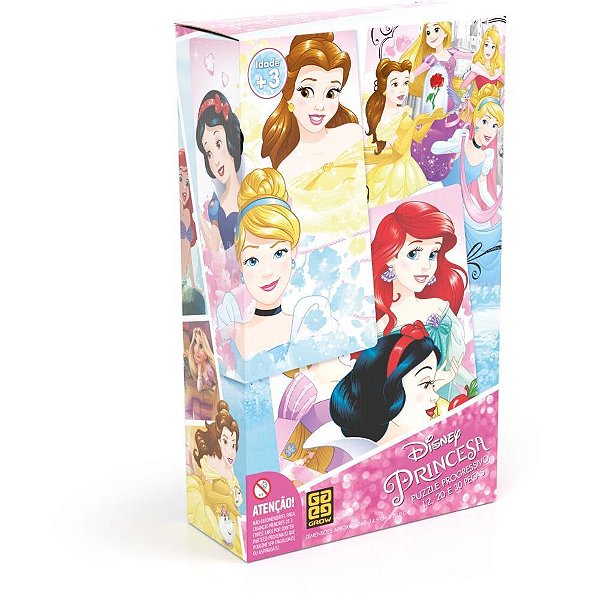 Quebra-cabeca cartonado princesas progres. 12/20/30pcs - grow (unidade)