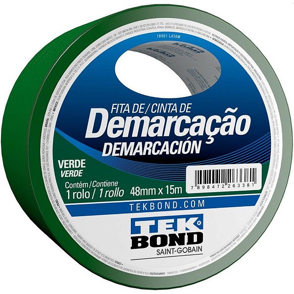 Fita para demarcacao de solo pvc verde 48mmx15m - tekbond (unidade)