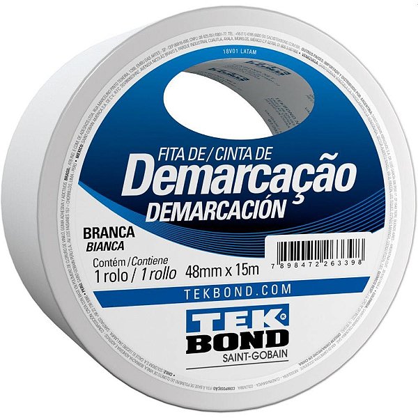 Fita para demarcacao de solo pvc branco 48mmx15m - tekbond (unidade)